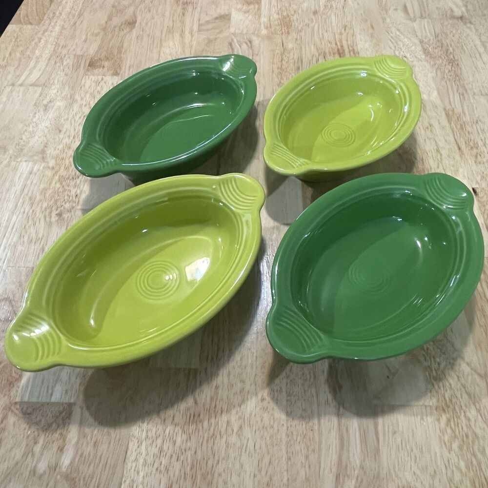 Fiesta Ware Individual Casserole Oval Baking Dish Set of 4 Lime & Shamrock Green